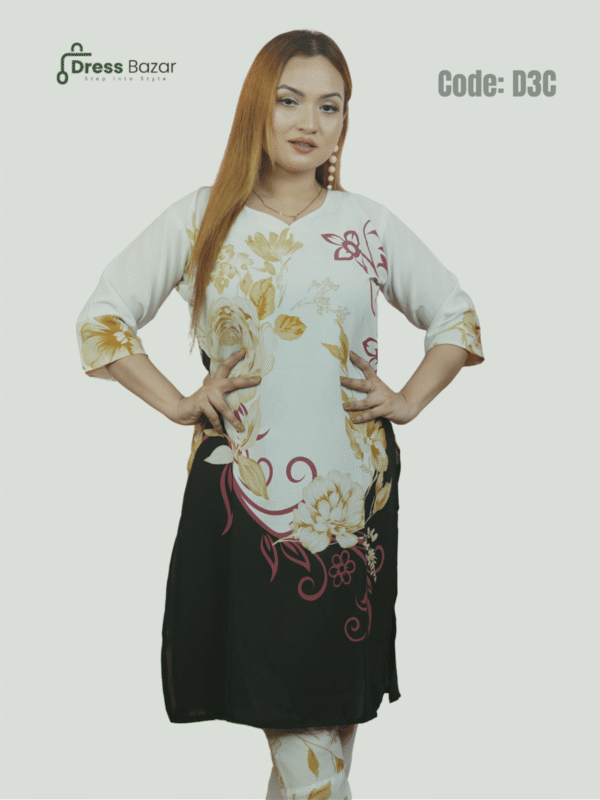 Floral Print Long Kurti with Pant | Cheri Fabrics Kurti