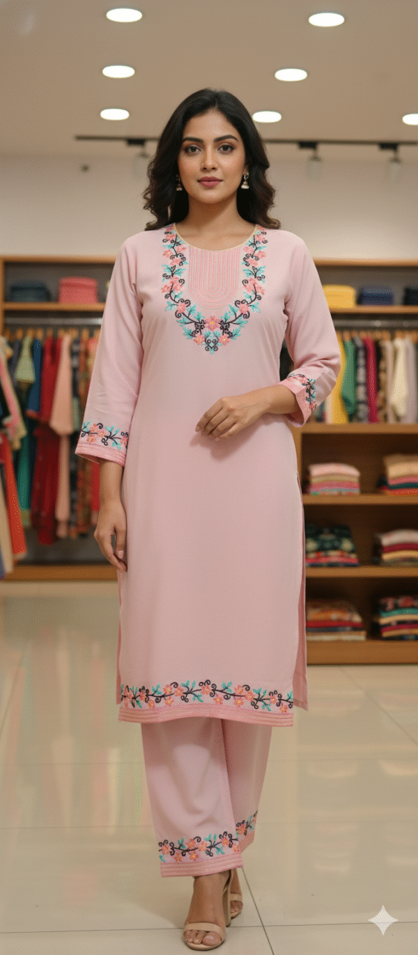 Embroidery two piece | Jorjet fabrics | Rose Glow